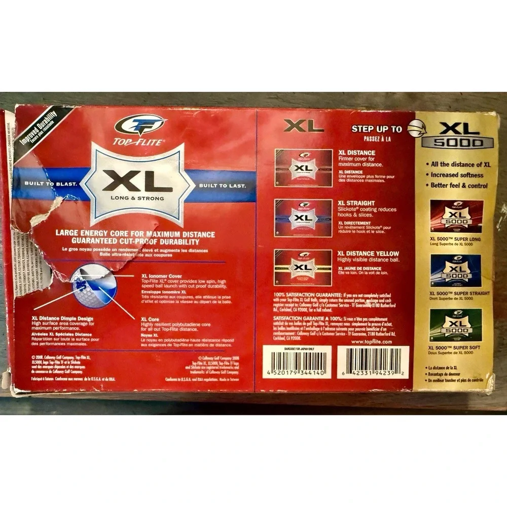 Top Flite XL Long Strong Straight 12 Pack Golf Balls  Sealed New